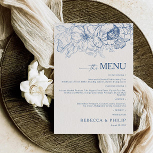 Floral Chinoiserie Wedding Flat Menu