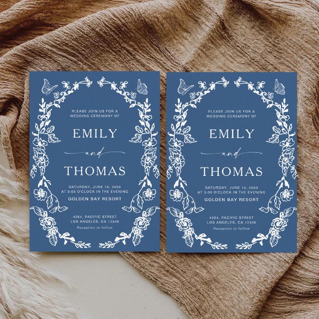 Floral Chinoiserie Wedding Invitation (Creator Uploaded)