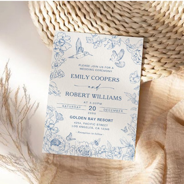 Floral Chinoiserie Wedding Invitation (Creator Uploaded)