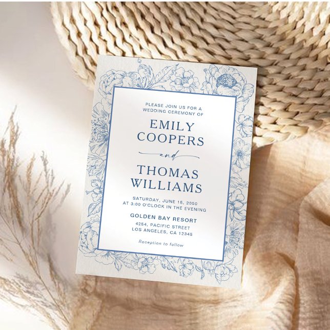 Floral Chinoiserie Wedding Invitation (Creator Uploaded)