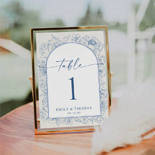 Floral Chinoiserie Wedding Table Number Card