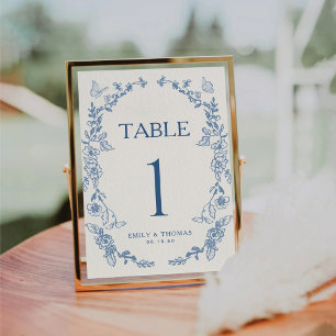 Floral Chinoiserie Wedding Table Number Card
