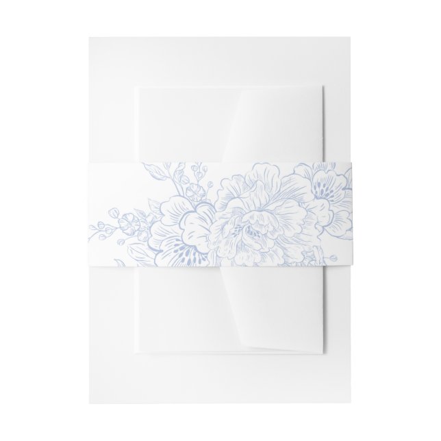 Floral Chintz Chinoiserie Blue Toile Wedding Invitation Belly Band (Front Example)
