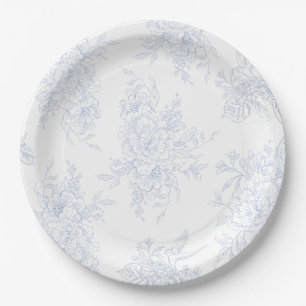 Floral Chintz Chinoiserie Blue Toile Wedding Paper Plate