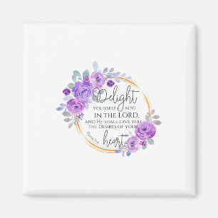 Floral Christian Delight Yourself In The Lord Bibl Magnet