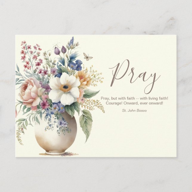 Floral Christian  Prayer Scripture Verse Postcard (Front)