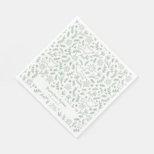 Floral & Christian Symbols Luncheon Napkins Green