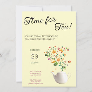Floral Christian Tea Party Invitation