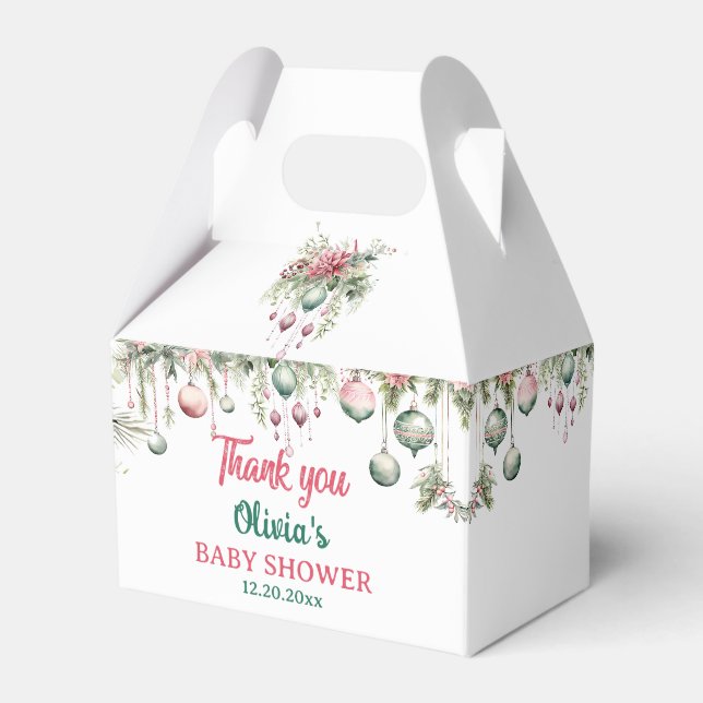 Floral Christmas Baby Shower Party Favour Box (Front Side)