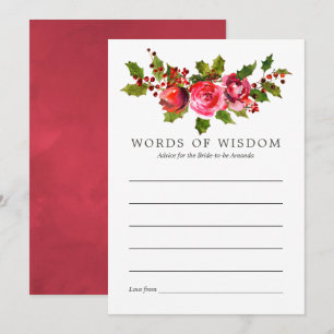 Floral Christmas Bridal Shower Advice for Bride Invitation