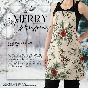 Floral Christmas Design Apron