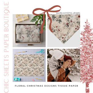 Floral Christmas Designs Tissue Paper