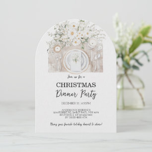 Floral Christmas Dinner Party Invitation