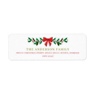 Floral Christmas Elegant Simple Return Address