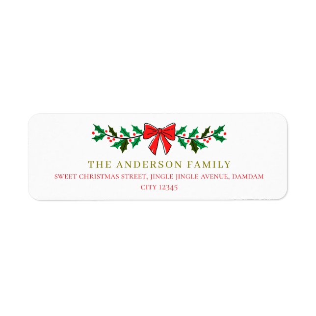 Floral Christmas Elegant Simple Return Address (Front)