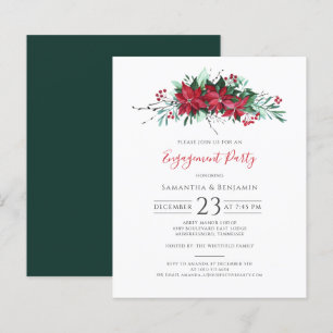 Floral Christmas Engagement Party Berries Invite