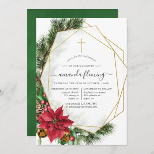 Floral Christmas Geometric Confirmation Invitation