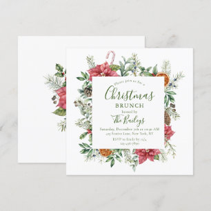 Floral Christmas Holiday Frame Christmas Brunch Invitation