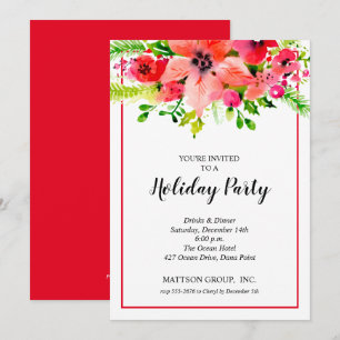 Floral Christmas Holiday Invitations