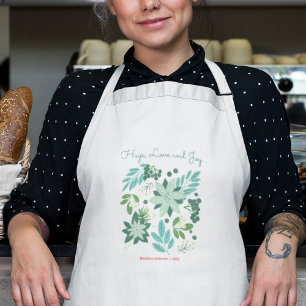 Floral Christmas Holiday Long Apron