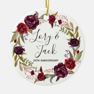 Floral Christmas Ornament for Wedding Anniversary