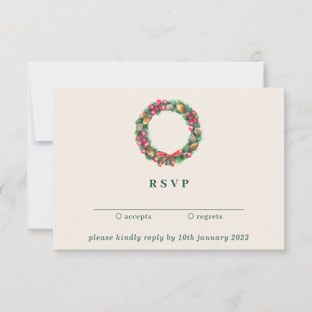 Floral Christmas ornament kindly reply wedding Invitation (Front)