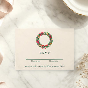 Floral Christmas ornament kindly reply wedding Invitation