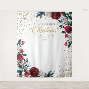 Floral Christmas Party photobooth backdrop Tapestry
