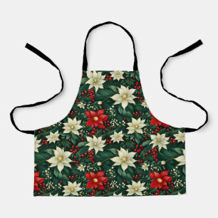 Floral Christmas Pattern Apron