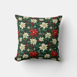 Floral Christmas Pattern Cushion