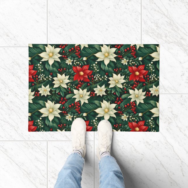 Floral Christmas Pattern  Doormat (Indoor)