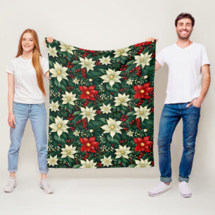 Floral Christmas Pattern  Fleece Blanket