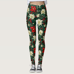 Floral Christmas Pattern Leggings