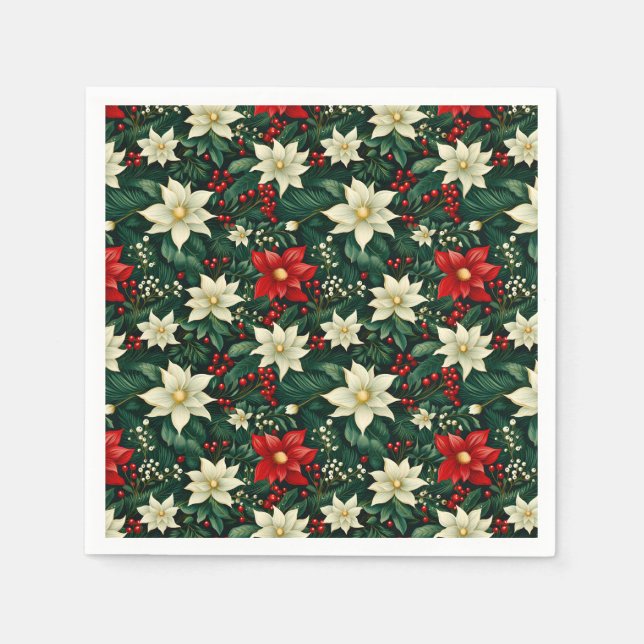 Floral Christmas Pattern  Napkin (Front)