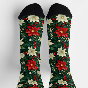 Floral Christmas Pattern  Socks