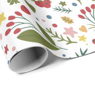 Floral Christmas pattern Wrapping Paper