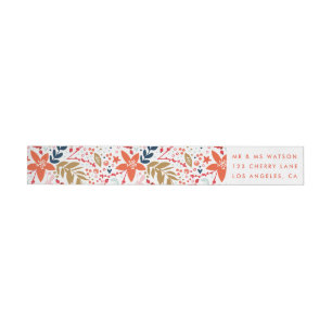 Floral Christmas Pretty Holiday Address Label