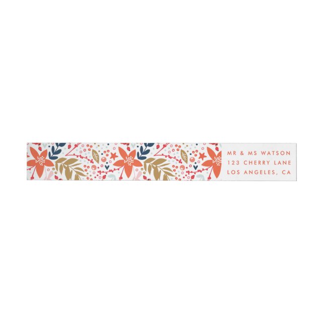 Floral Christmas Pretty Holiday Address Label (Individual)