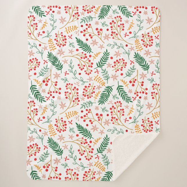 Floral Christmas Sherpa Blanket (Front)