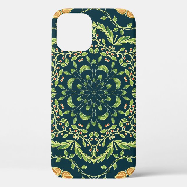 Floral circle pattern with flowers,branches,leaves Case-Mate iPhone case (Back)