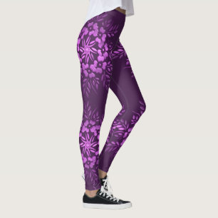 Floral circles purple element. leggings