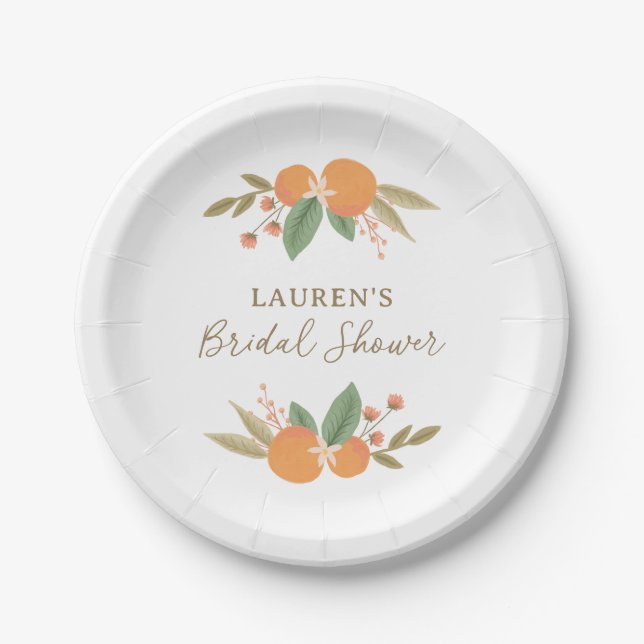 Floral Citrus Bridal Shower Paper Plate (Front)