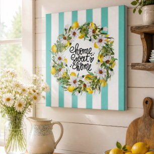 Floral & Citrus Wreath Home Sweet Home Canvas Print