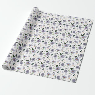 Floral Classic Purple Pattern Wrapping Paper