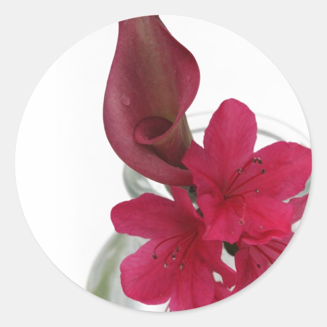 floral classic round sticker (Front)