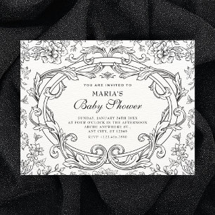 Floral classic vintage baby shower invitation