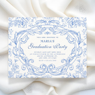 Floral classic vintage graduation invitation