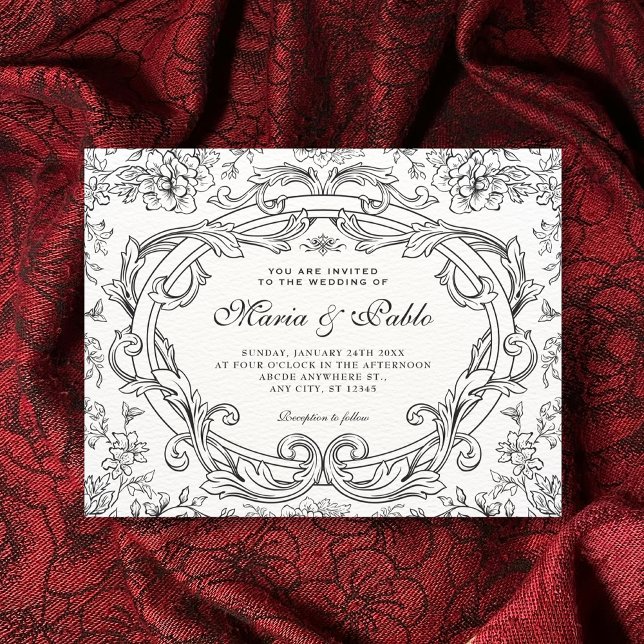 Floral classic vintage wedding  invitation (Creator Uploaded)