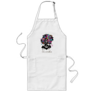 Floral Classy Afro Woman Long Apron