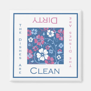 Floral Clean or Dirty Dishwasher Magnet